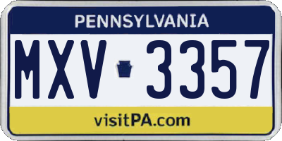 PA license plate MXV3357