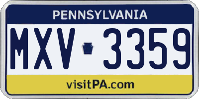 PA license plate MXV3359