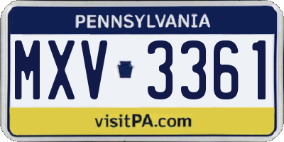 PA license plate MXV3361