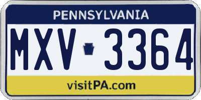PA license plate MXV3364