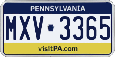 PA license plate MXV3365