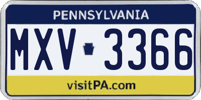 PA license plate MXV3366