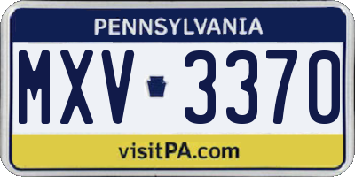 PA license plate MXV3370