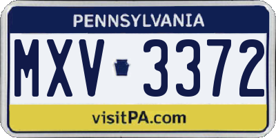 PA license plate MXV3372
