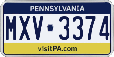 PA license plate MXV3374