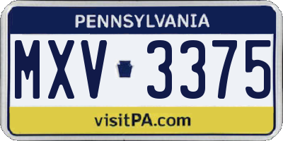 PA license plate MXV3375