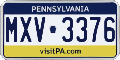 PA license plate MXV3376