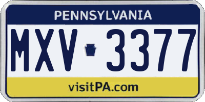 PA license plate MXV3377