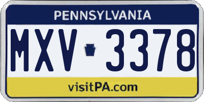 PA license plate MXV3378