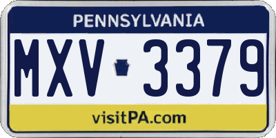 PA license plate MXV3379