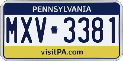 PA license plate MXV3381