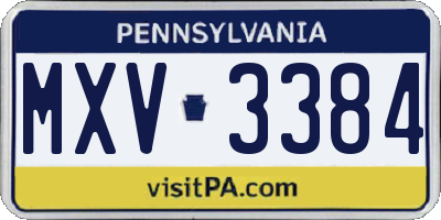 PA license plate MXV3384