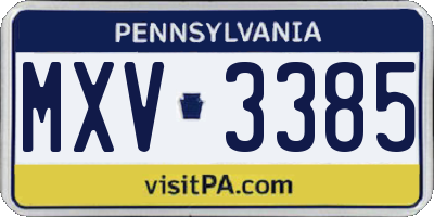 PA license plate MXV3385