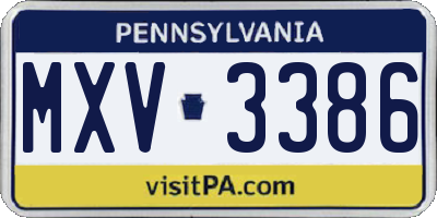 PA license plate MXV3386