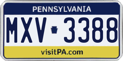 PA license plate MXV3388