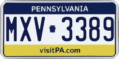 PA license plate MXV3389