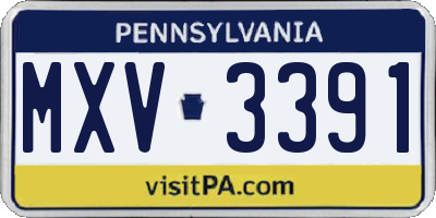 PA license plate MXV3391