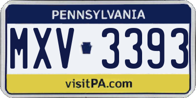 PA license plate MXV3393