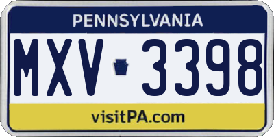 PA license plate MXV3398