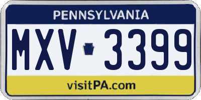 PA license plate MXV3399
