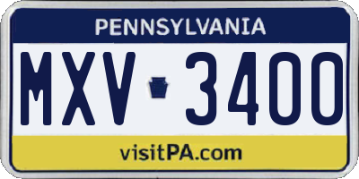 PA license plate MXV3400