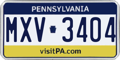 PA license plate MXV3404