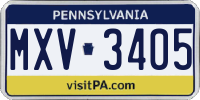 PA license plate MXV3405
