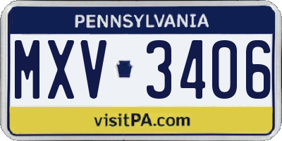 PA license plate MXV3406