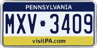 PA license plate MXV3409