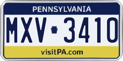 PA license plate MXV3410