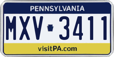 PA license plate MXV3411