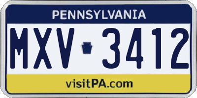 PA license plate MXV3412