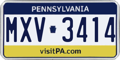 PA license plate MXV3414