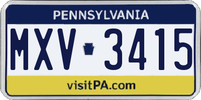 PA license plate MXV3415