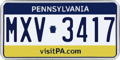 PA license plate MXV3417