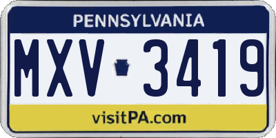 PA license plate MXV3419