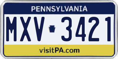 PA license plate MXV3421