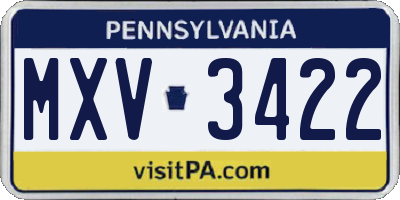 PA license plate MXV3422