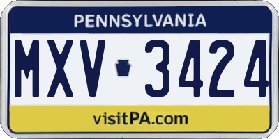 PA license plate MXV3424