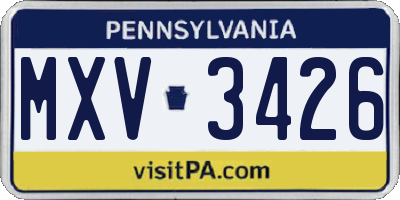 PA license plate MXV3426