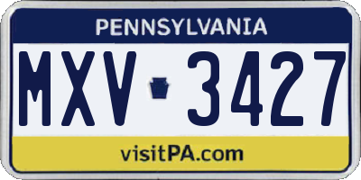 PA license plate MXV3427