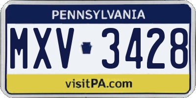 PA license plate MXV3428