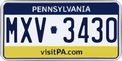 PA license plate MXV3430