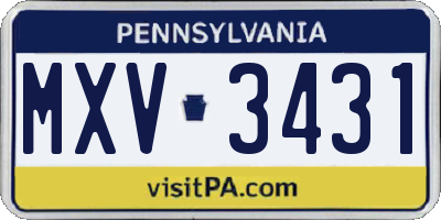 PA license plate MXV3431