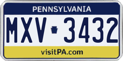 PA license plate MXV3432