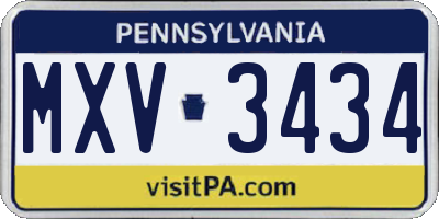 PA license plate MXV3434