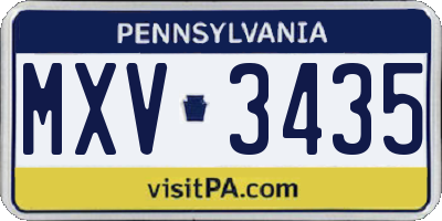 PA license plate MXV3435