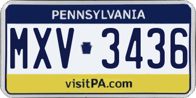 PA license plate MXV3436