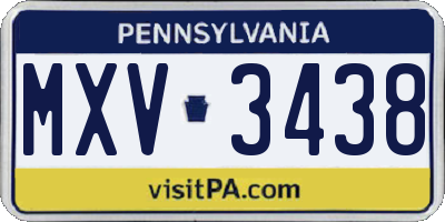 PA license plate MXV3438