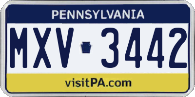 PA license plate MXV3442